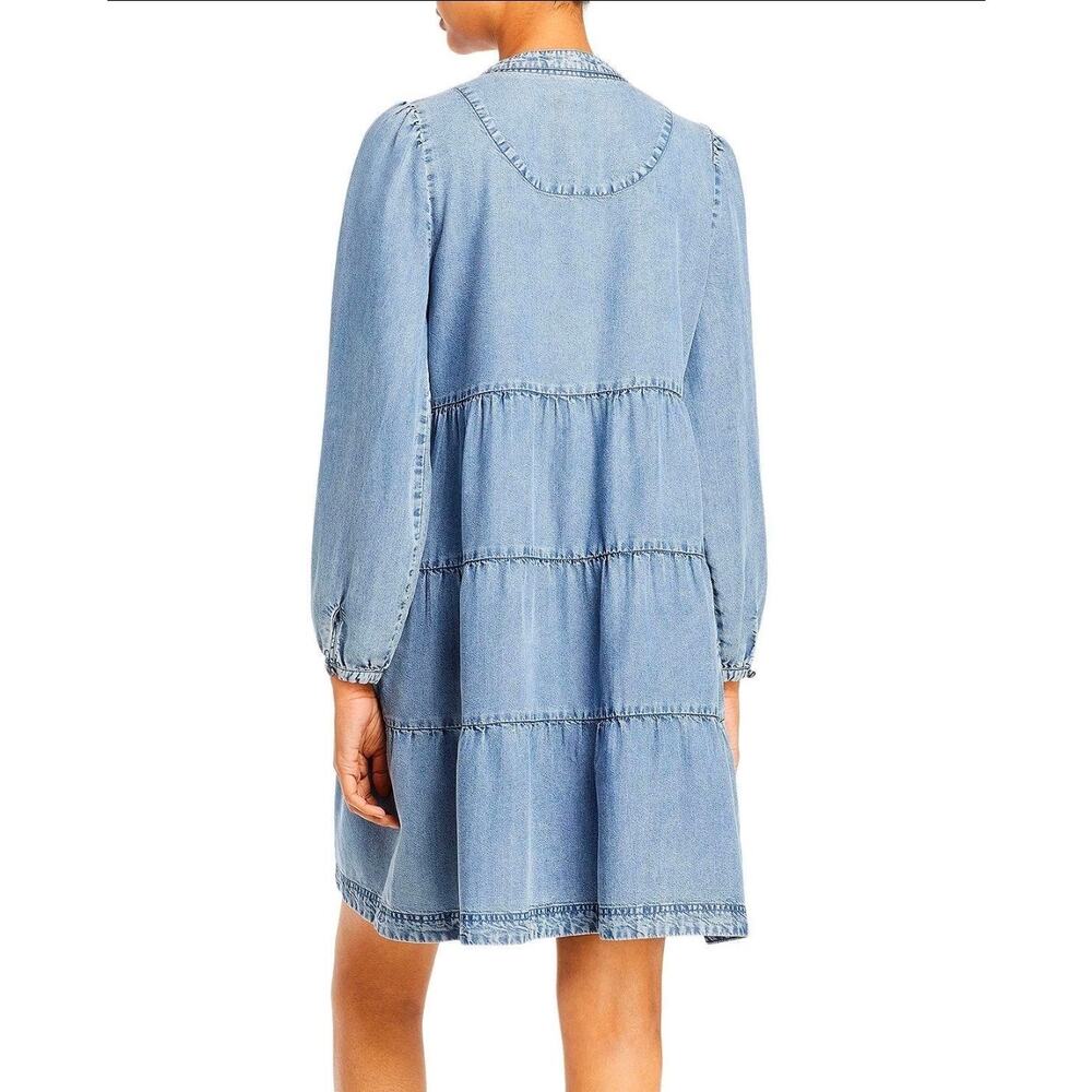 Aqua Tencel V-neck blue Babydoll dress size small - Picture 2 of 7